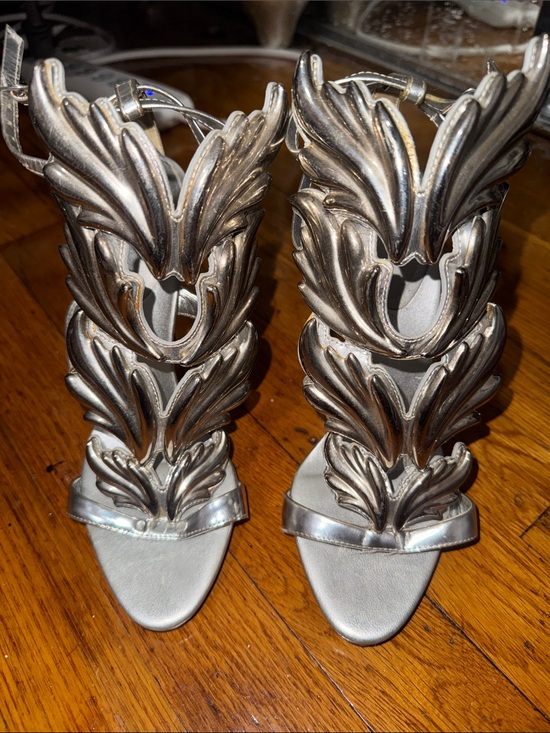 Giuseppe Zanotti Shoes - Giuseppe Zannoti Silver Women's Statement Leaf Gladiator Heels